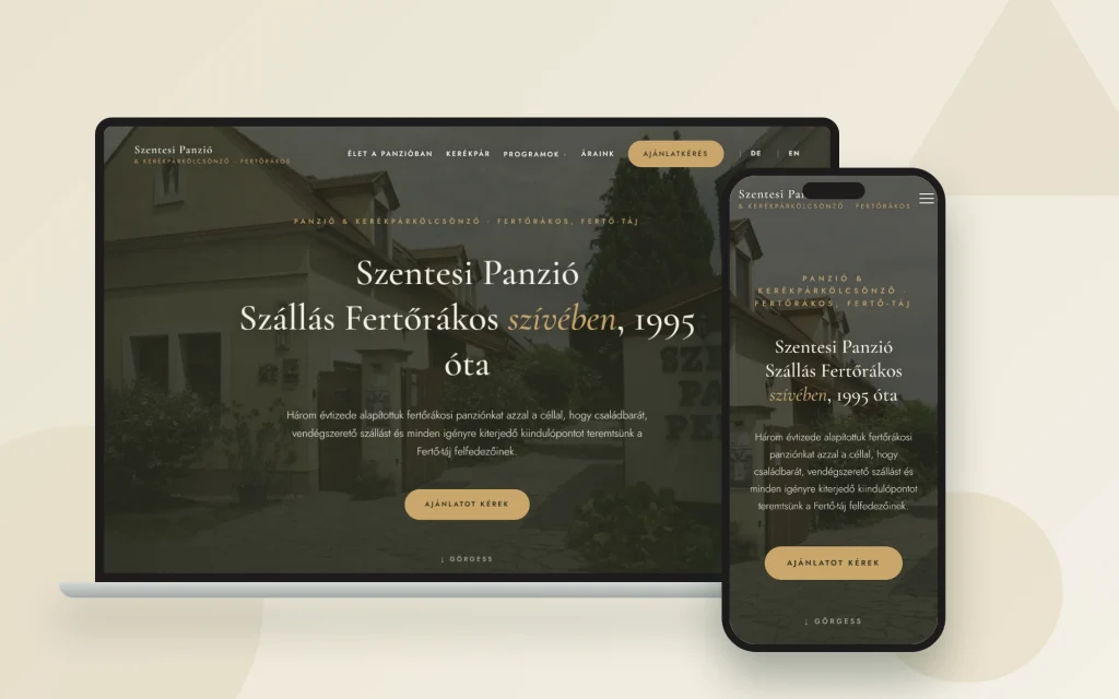 Szentesi Panzió weboldala