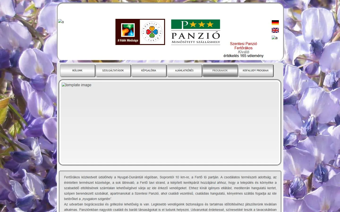 Szentesi Panzió korábbi weboldala
