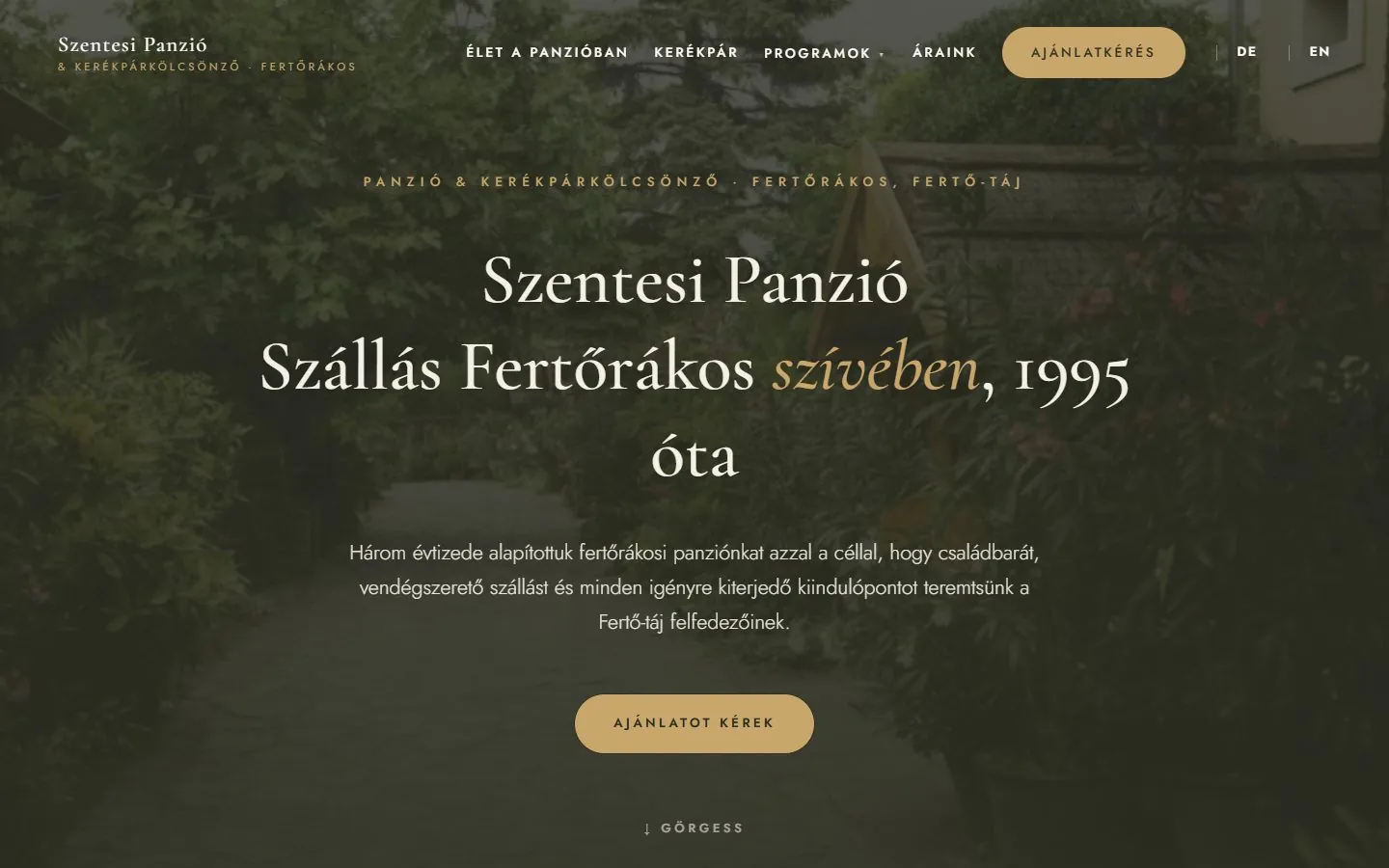Szentesi Panzió weboldala most